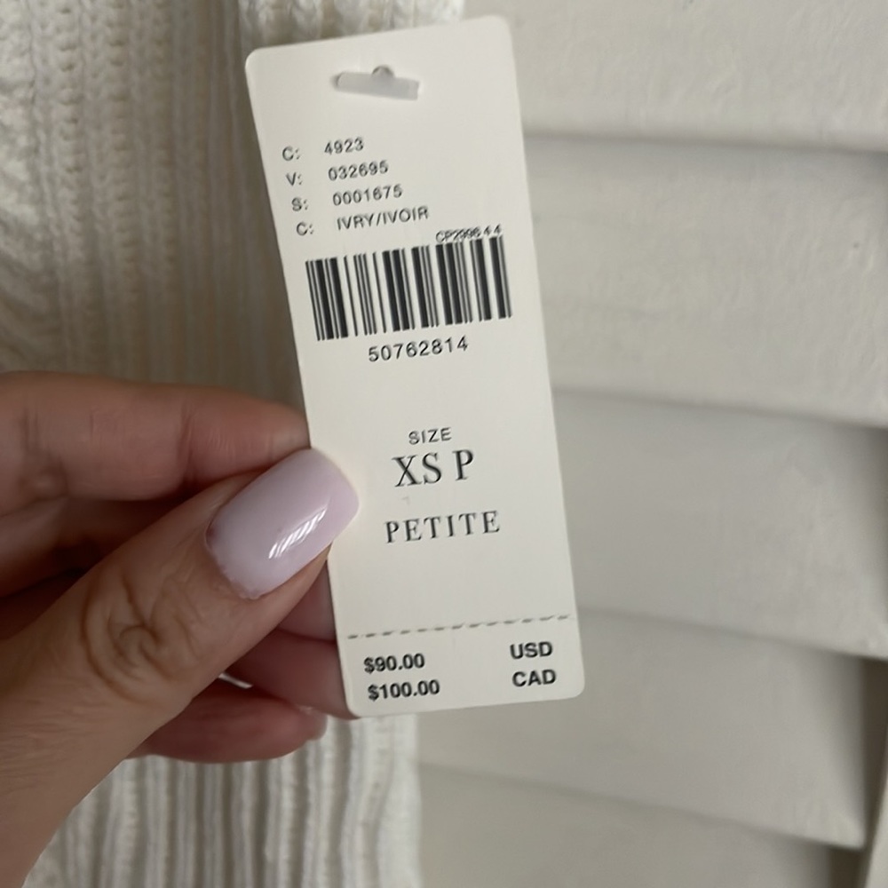 NWT Anthropologie Flutter-Sleeved Sweater Tank in Ivory, XSP - Picture 5 of 7